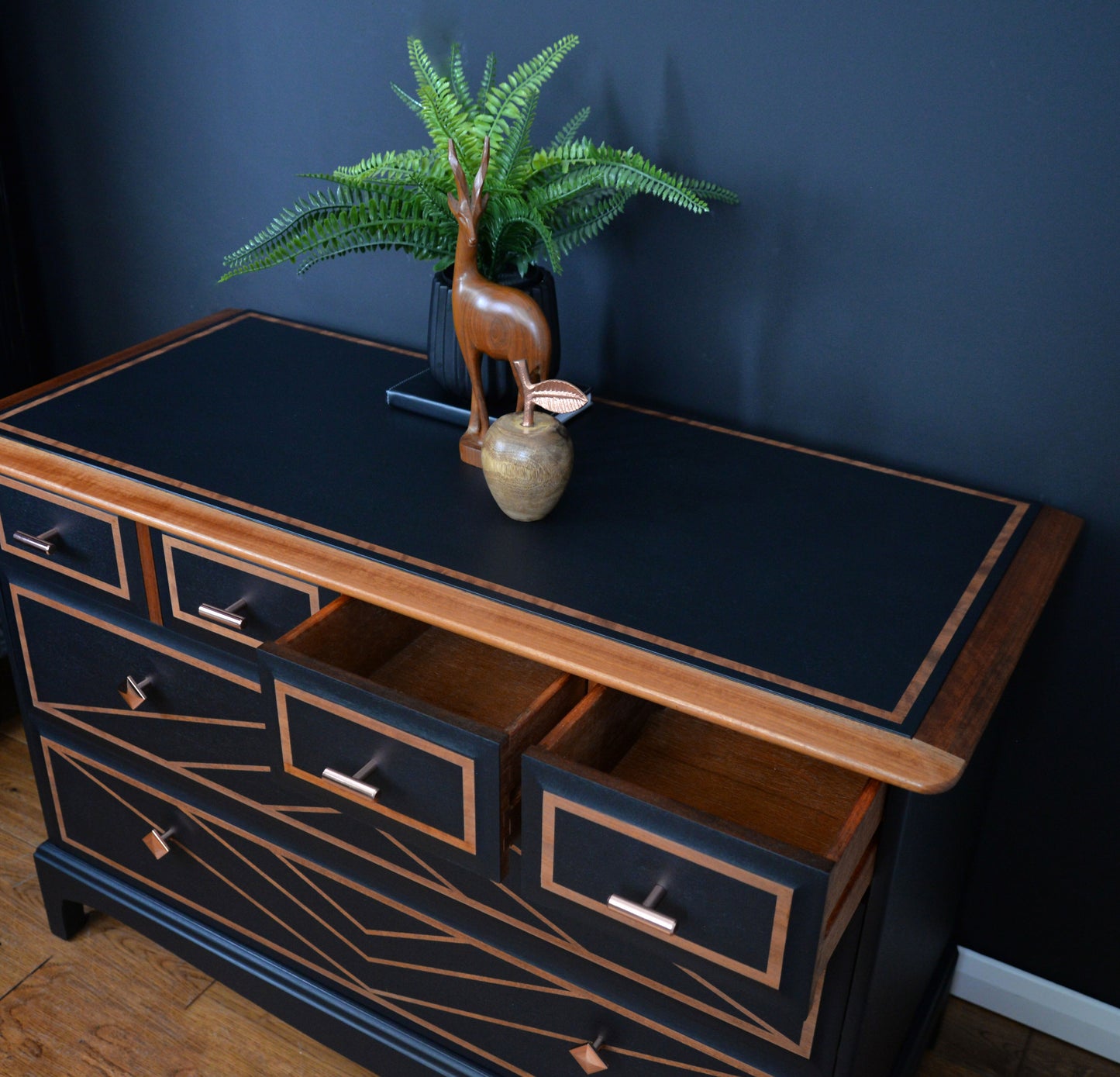 Stag Chest of Drawers, Black Mid Century Chest of Drawers, Art deco Design