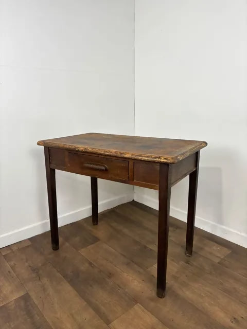 Vintage Oak Rustic Table With Drawer