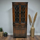 Old Charm Corner Display Cabinet Leaded Glass Doors Tudor Brown FREE UK Delivery