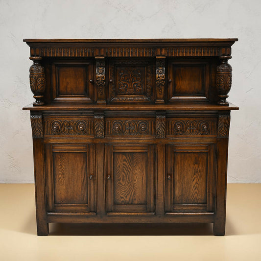 Oak Court Cupboard Buffett Sideboard By Skull (Ercol) Vintage FREE UK Delivery