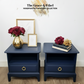Stag cubby bedside cabinets in navy blue