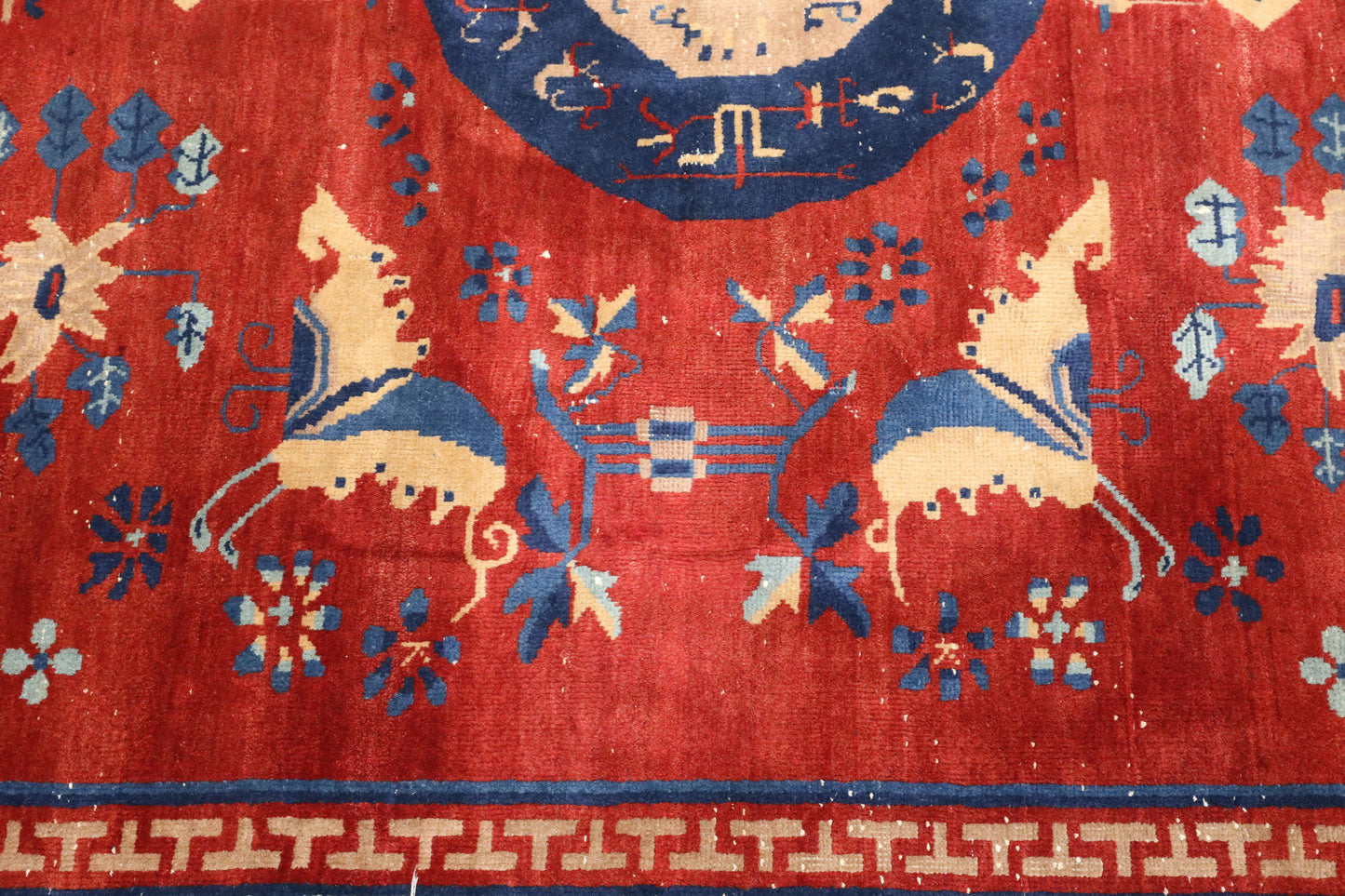 Antique Handmade Chinese Khotan Rug/Carpet Geometric Design FREE UK Delivery. SBR7123/2704B