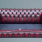 English Oxblood Leather Chesterfield Three Seater Sofa