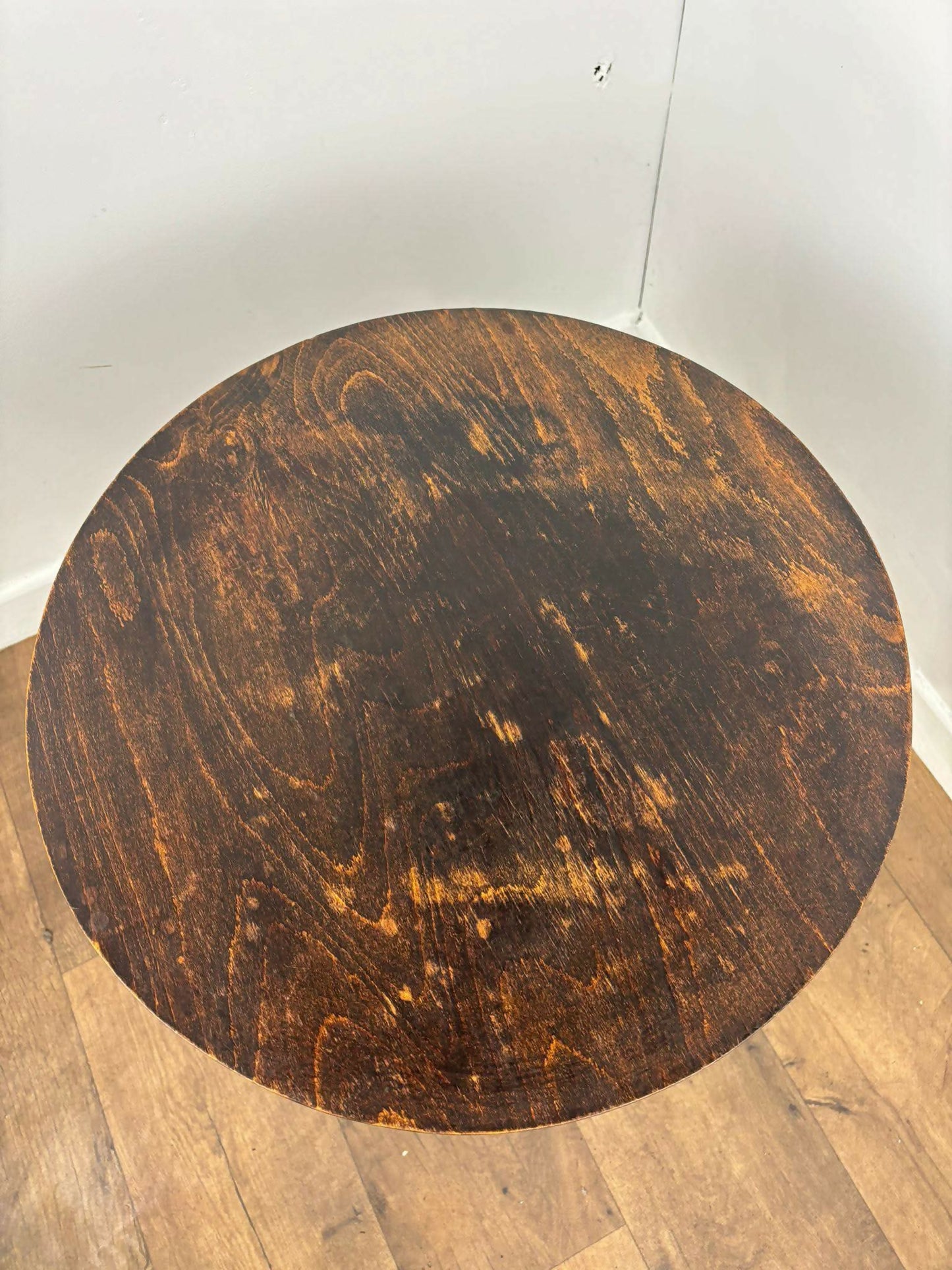 Vintage Small Circular Oak Bentwood Side Table