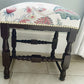 Footstool Vintage Oak Seat. Stool Restored Reupholstered in Linwood Linen