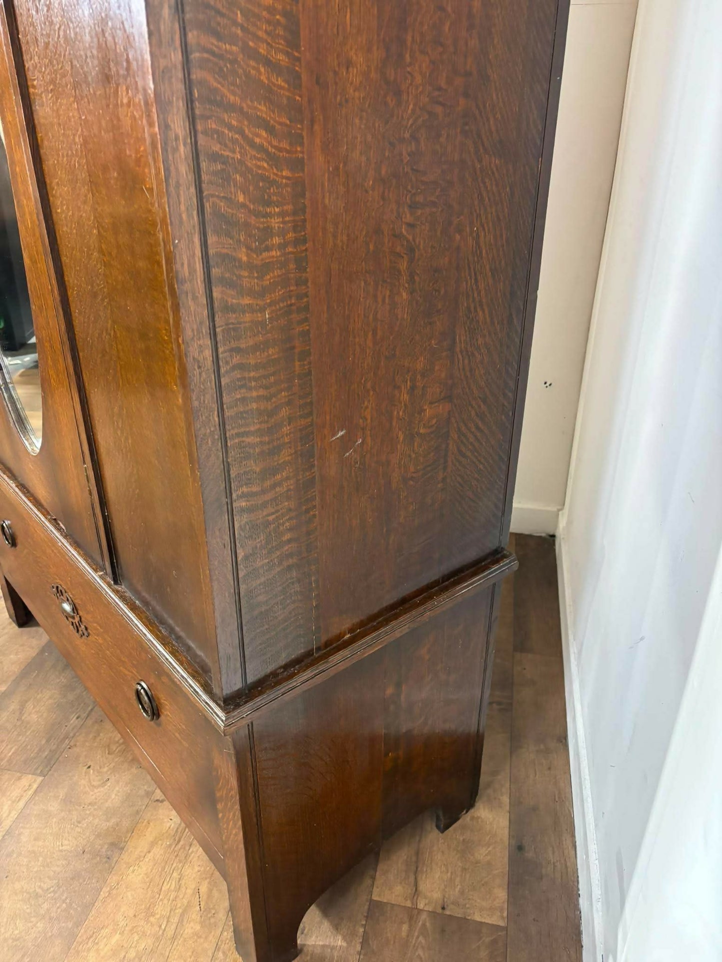 Vintage Oak Mirror Door Wardrobe