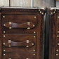 Vintage Handcrafted English Oak Leather Nightstands – Luxury Bedside Tables (Set of 2)