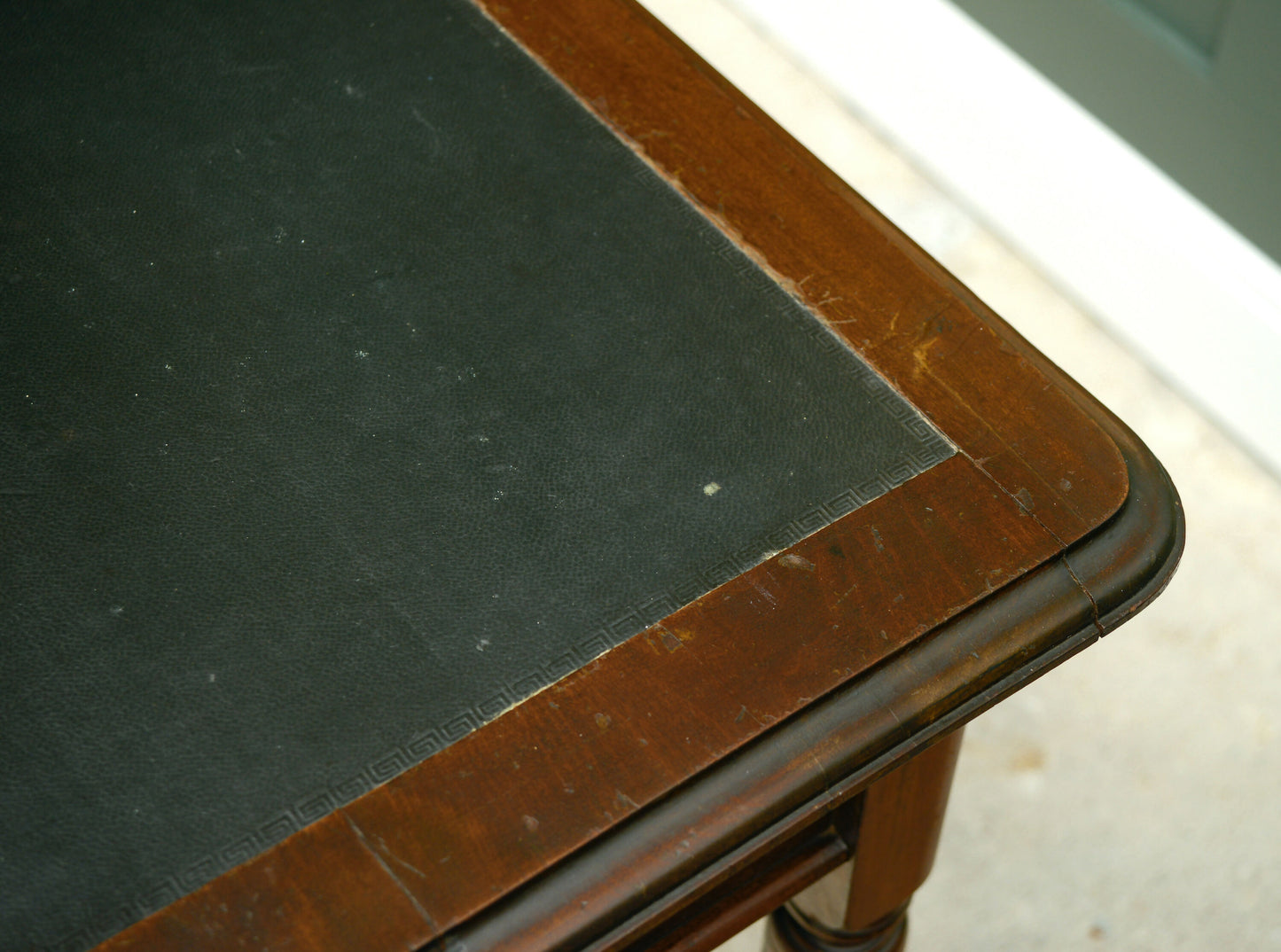Victorian Mahogany Console Side Table with Leather Top & End Drawer