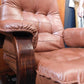 Vintage Recliner Armchair And Ottoman In Teak And Leather – Denmark, 1960s/1970s