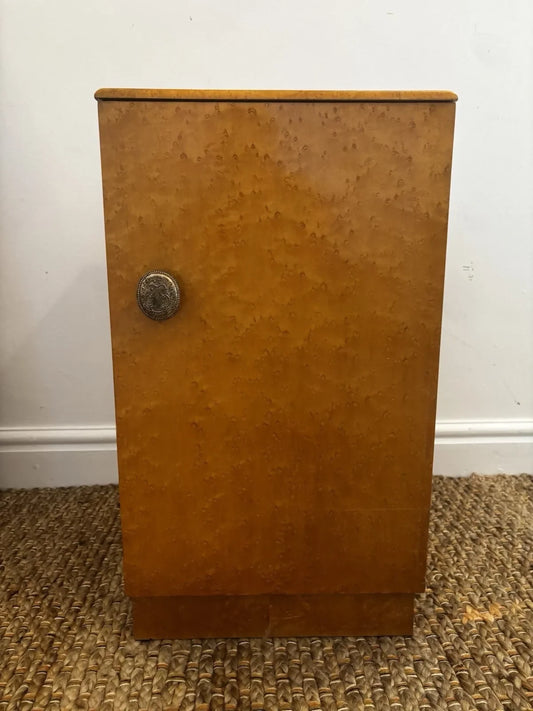 Vintage Birdseye Maple Bedside Cabinet Art Deco Cupboard 30s Antique Nightstand