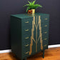 Mid Century modern Drawers,Green and Gold Chest of Drawers.