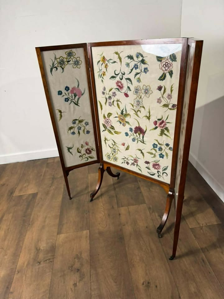 Edwardian Mahogany Folding Fire Screen
