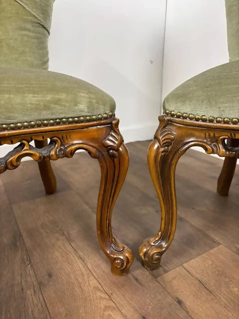 Pair Of Reproduction Upholstered Bedroom Chairs