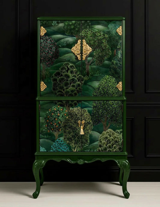 Upcycled Cocktail Cabinet - Green Forest