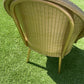 Gold wipe clean accent chair with luxurious white boucle fabric and some sneaky storage