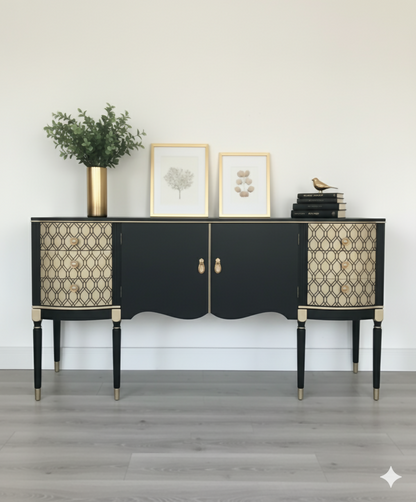 strongbow sideboard in black and vintage gold