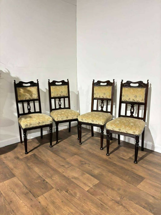 Set Of Four Edwardian High Back Dining Chairs
