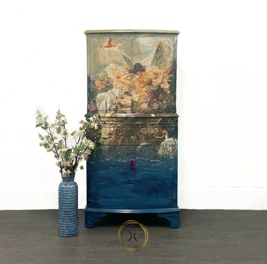 Bespoke Whimsical Floral Fairies Drinks Cabinet
