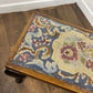 Vintage Oak Stool With Floral Tapestry Top