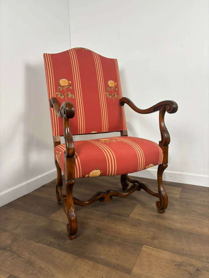 Victorian Style Reproduction Mahogany Upholstered Armchair