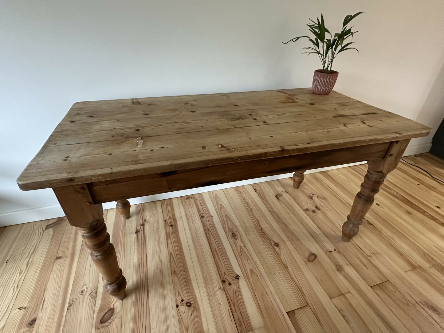 Vintage Farmhouse Dining Table Rustic Large Farmhouse Solid Stripped Pine