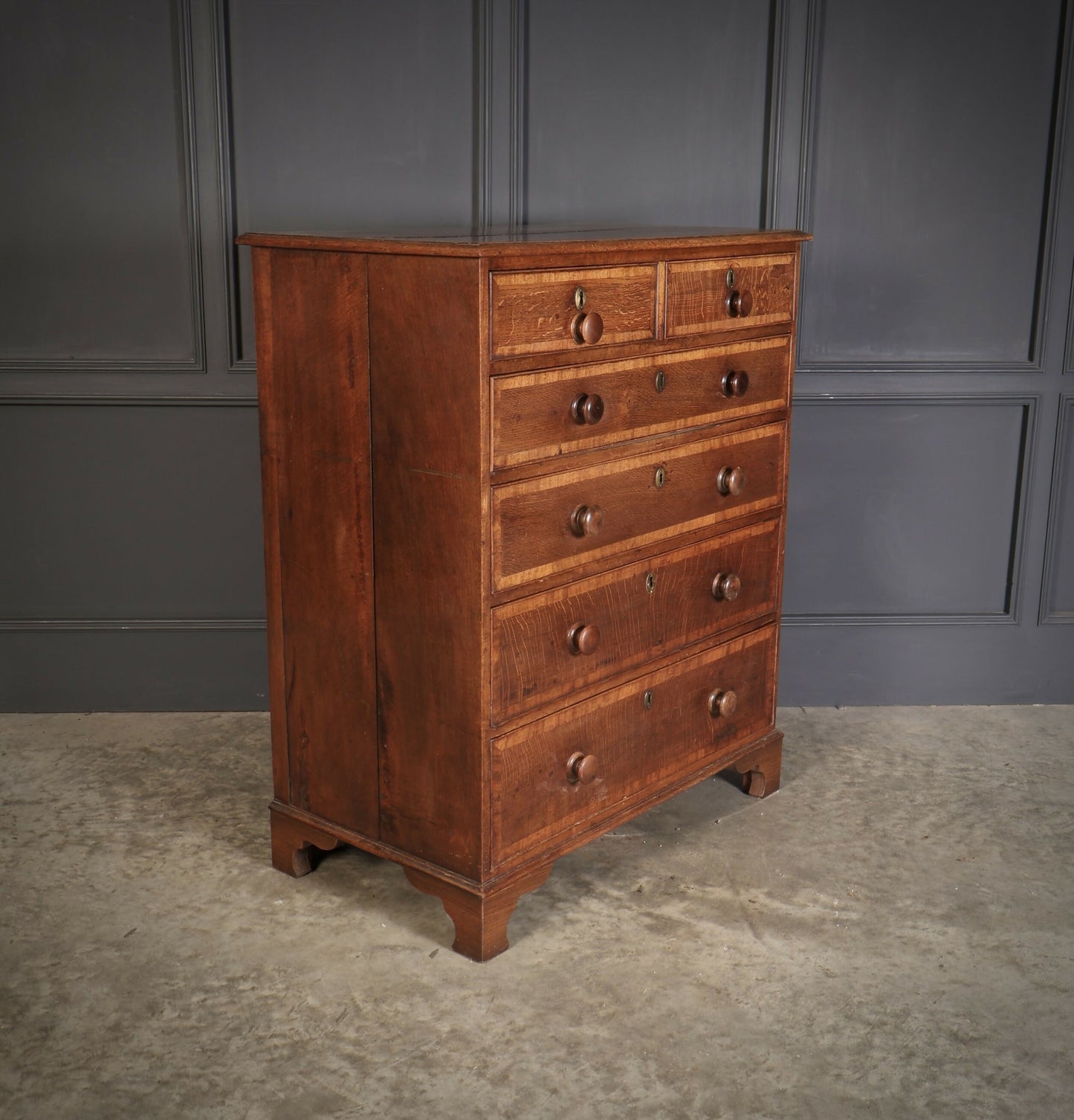 George III Oak Tallboy Vintage Chest Of Drawers