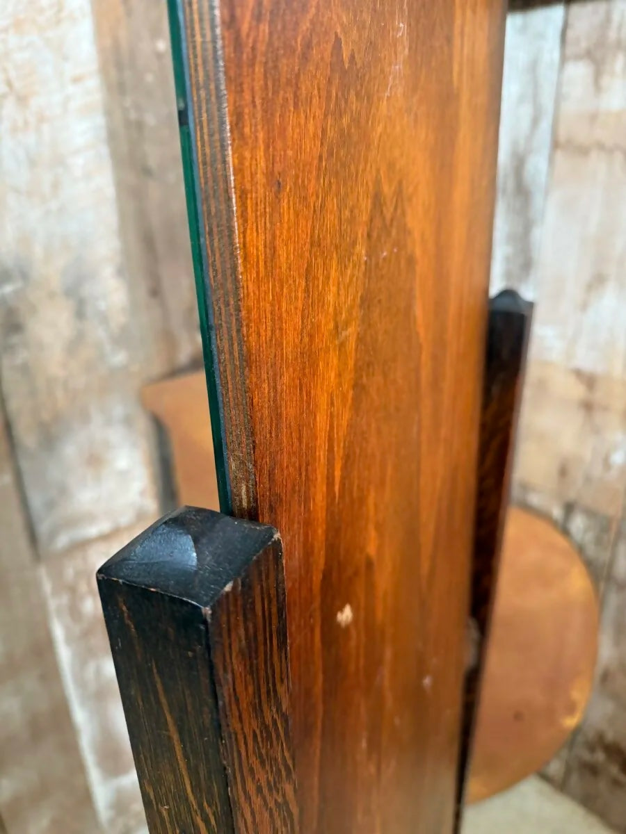 Vintage Edwardian Art Deco Oak Bevelled Cheval Dressing Mirror, c1930