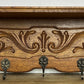 Coat Rack Vintage French Carved Oak Wall Mounted 5 Hooks Rack Hanger LOT 6367