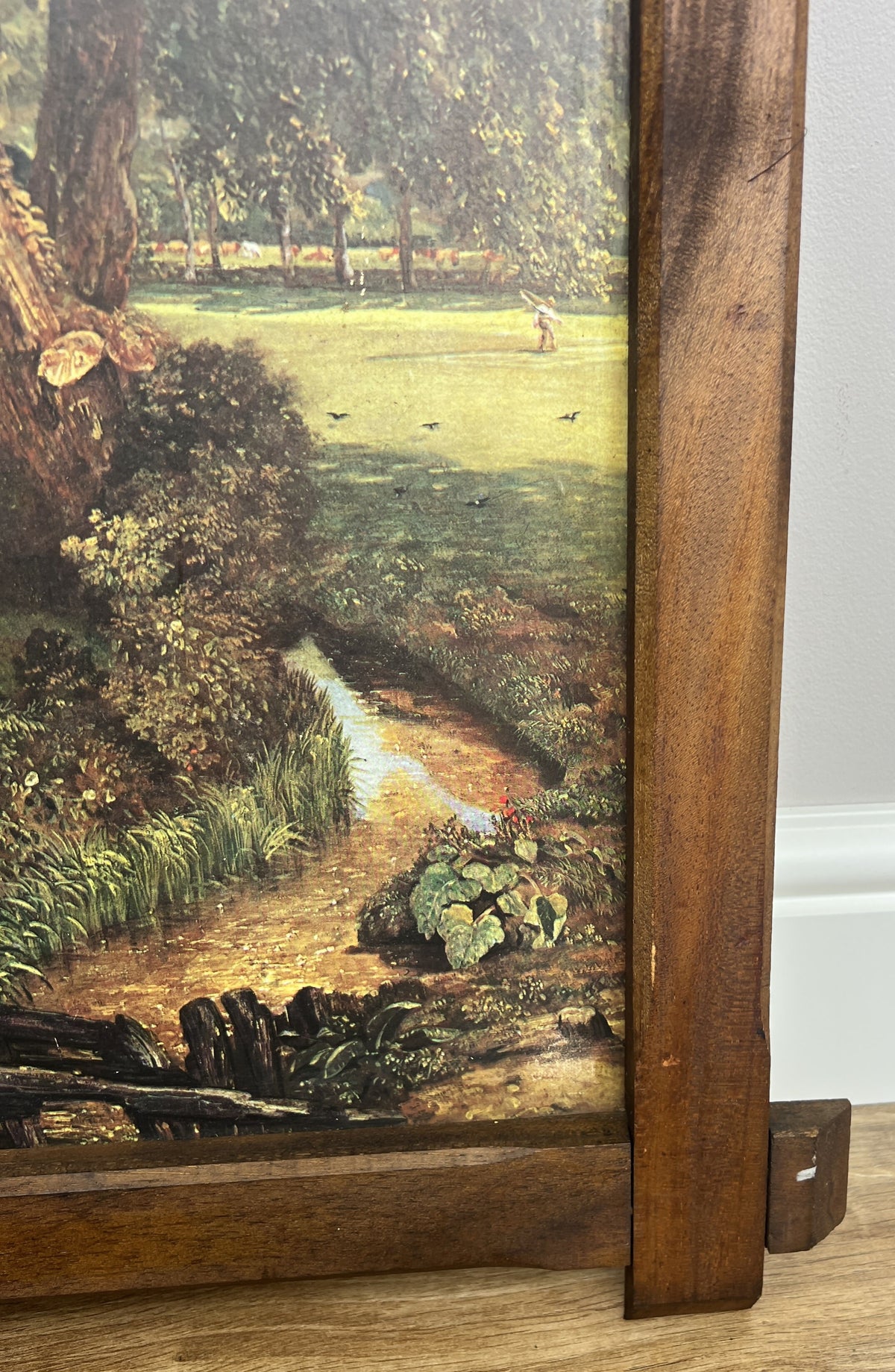 Painting Vintage French Style Landscape Print Oak Framed Wall Art LOT 6547