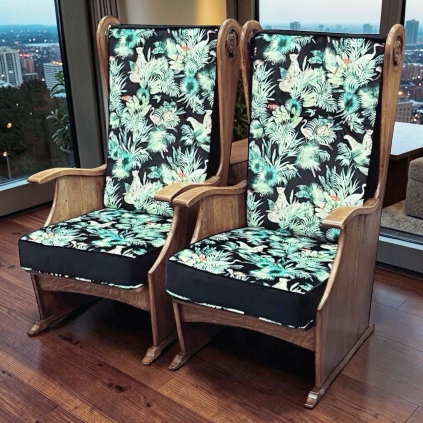 Pair Of Vintage Oak Mid Century Lounge Armchairs