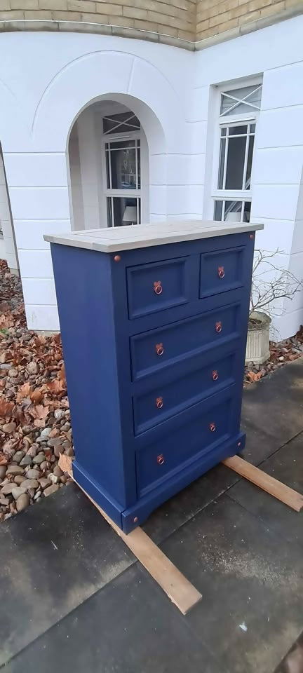 Tall Blue Chest of Drawers