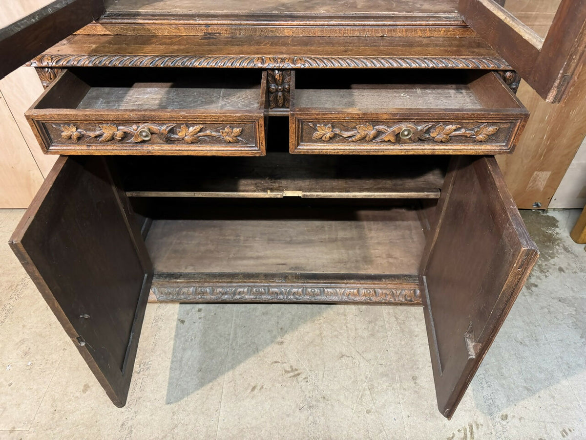 French Carved Oak Hunting Cabinet