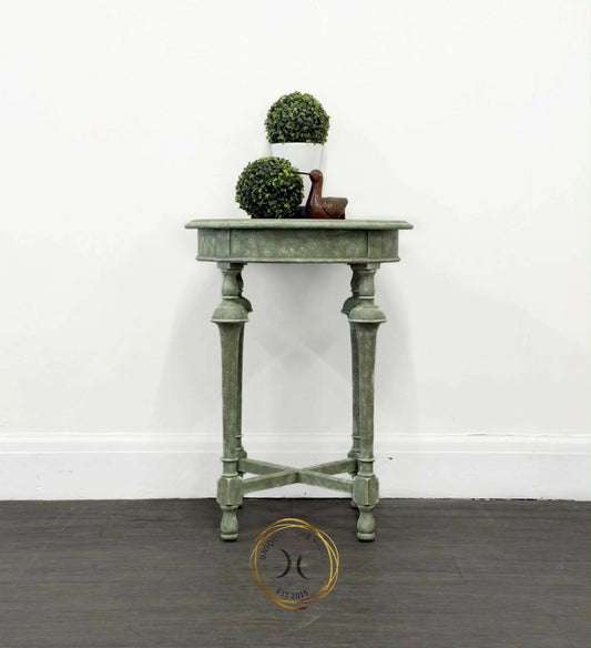 Round Green Stone Effect Occasional Side Table