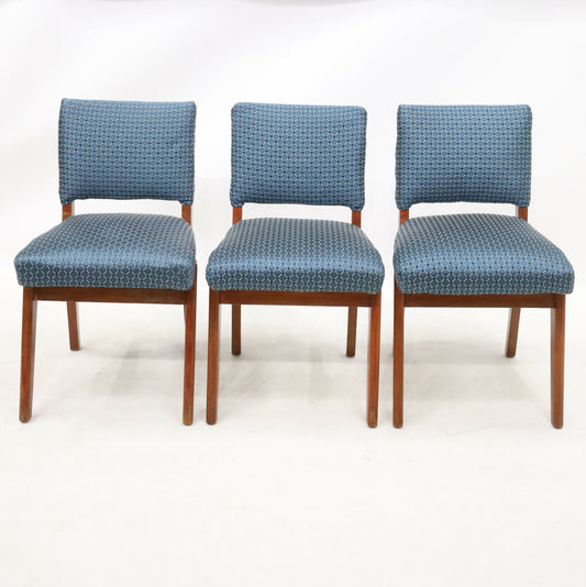 3 Retro Teak Chairs Blue/Teal Upholstery Scandinavian Style FREE UK Delivery. SBR8497/2710C