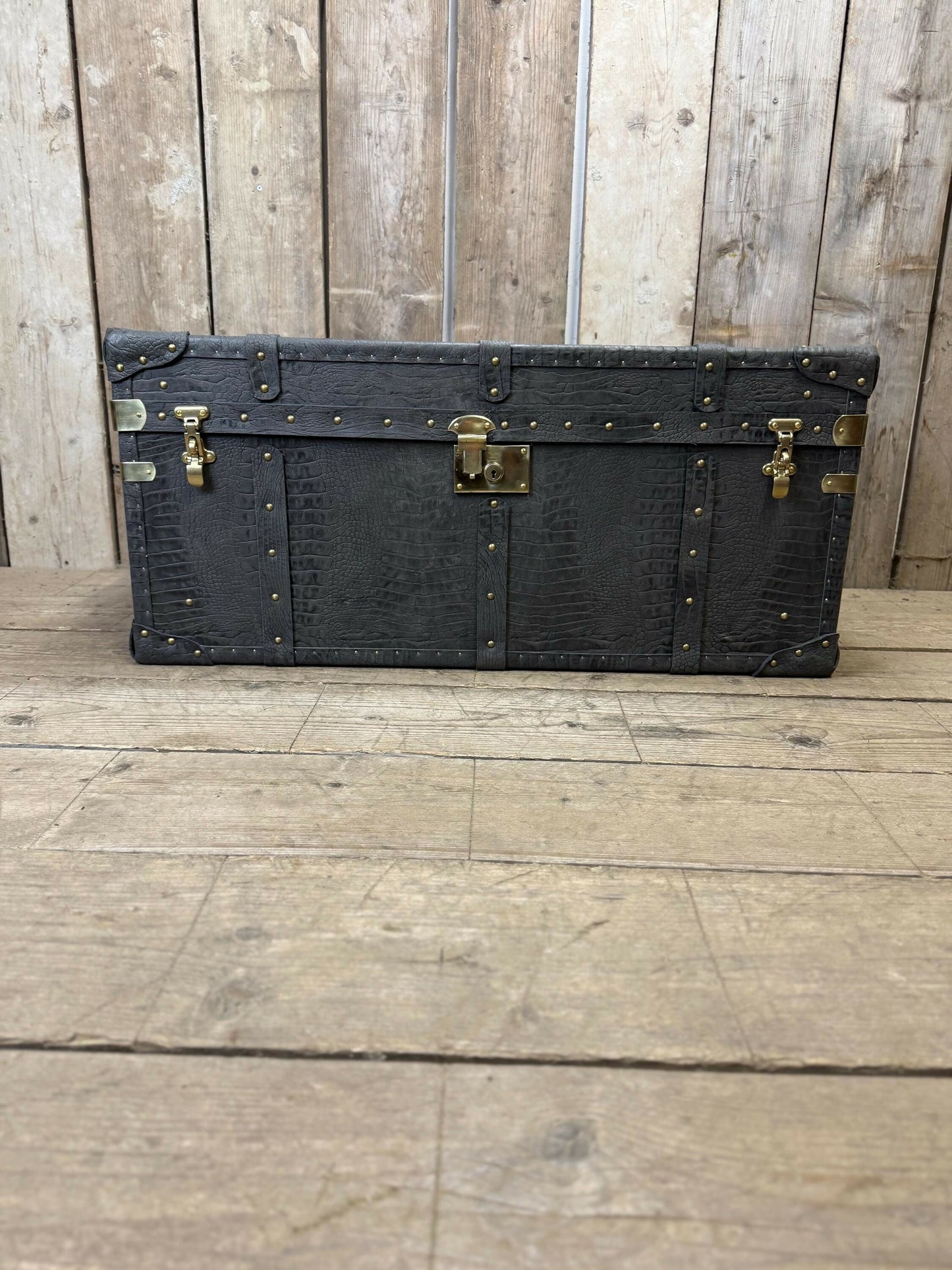 charcoal grey mock crocodile reception trunk