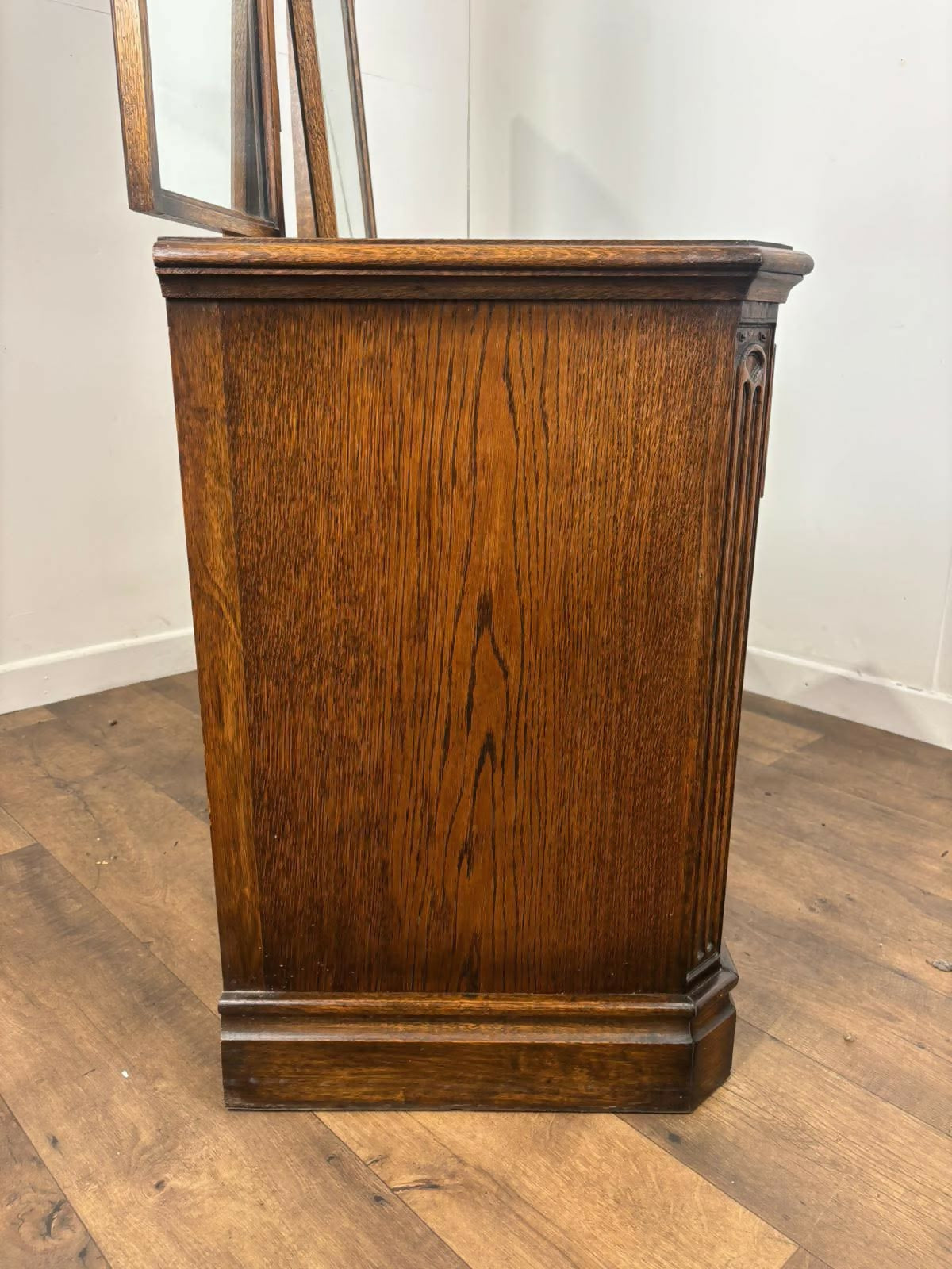 Vintage Oak Dressing Table With Triptych Mirror