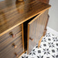 Teak Sideboard Concave Front in Afromosia and Indian Laurel Mid Century Retro Cabinet