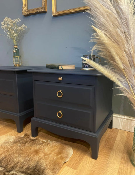 ANY COLOUR AVAILABLE stag mahogany bedside tables dark Matt blue