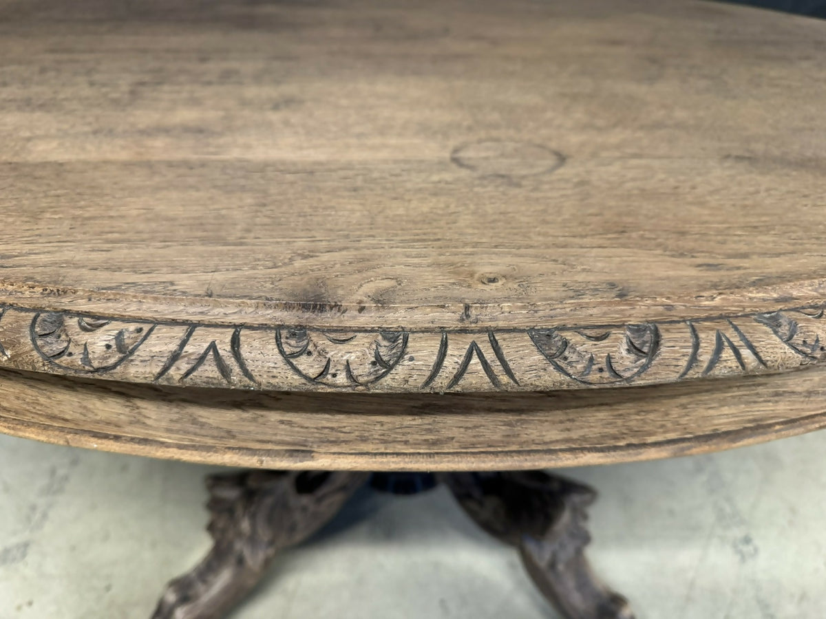 French Carved Oak Hunting Table