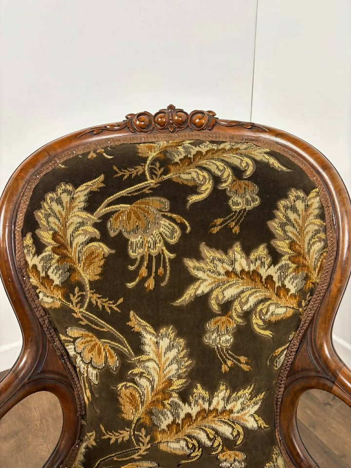 Victorian Armchair Floral Upholstered