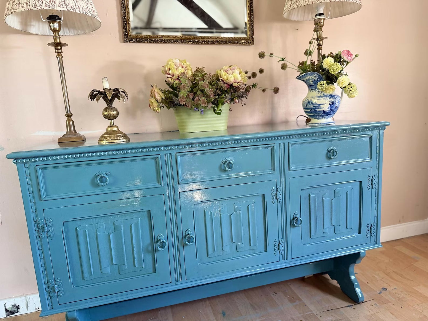Vintage Blue Sideboard/lacquered cabinet