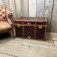 Vintage storage trunk chestnut brown leather