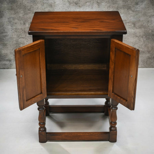 Old Charm Pedestal Cabinet Cupboard Bedside Tudor Brown Finish FREE UK DELIVERY*