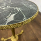 Pair of Circular Gilt Based Tripod Wine Tables with Faux Marble Tops