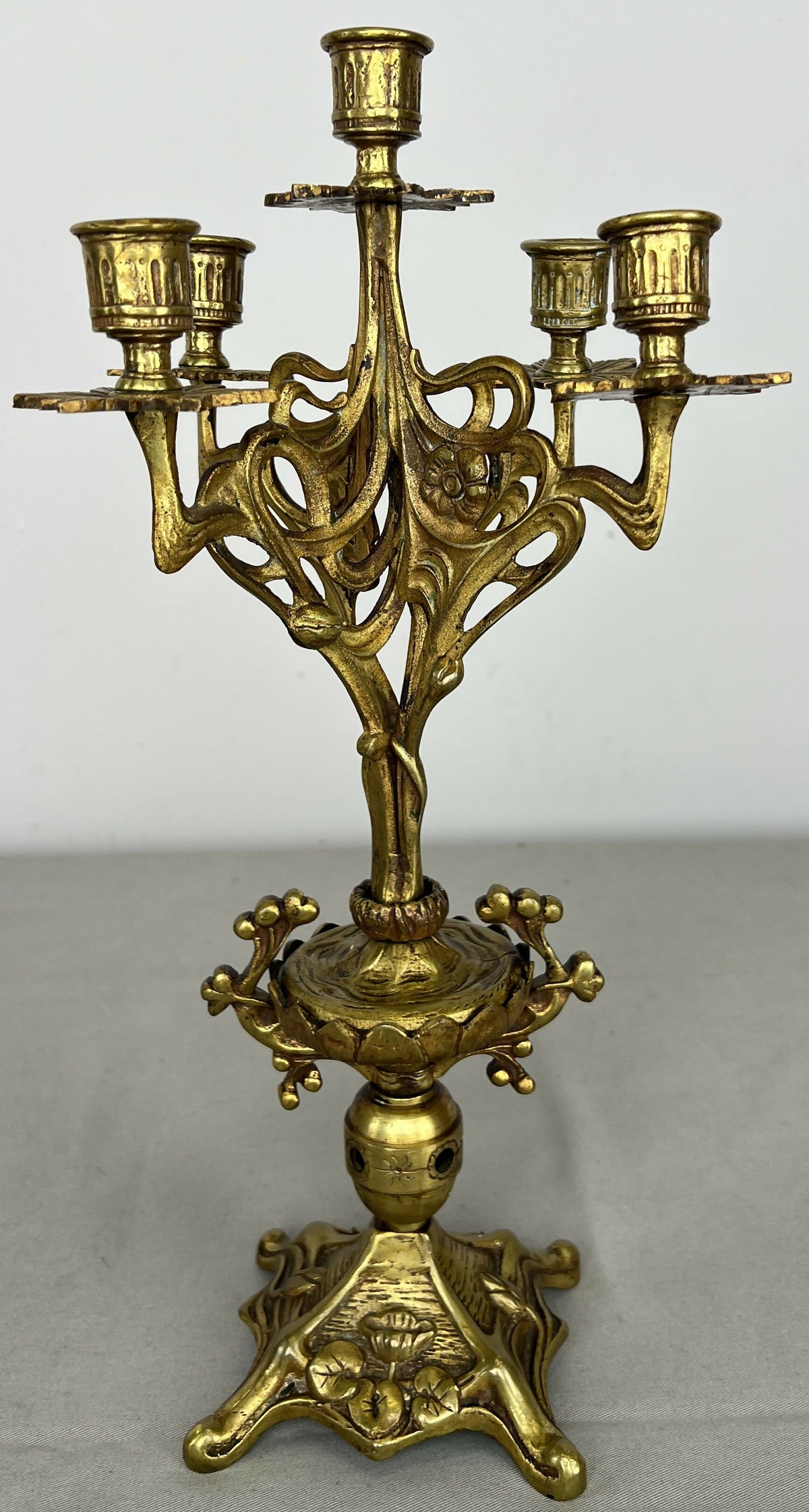 Pair of Candelabras Vintage French Style Ornate 5 Arm Candle Holders LOT 6475