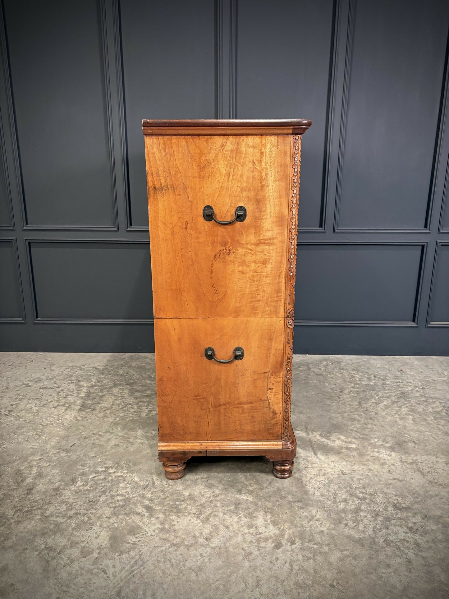 19th Century Camphor Wood Military Campaign Secretaire Chest