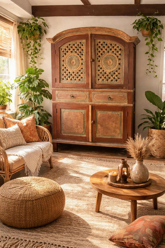 Indian larder vintage cupboard/indian linen cupboard cabinet