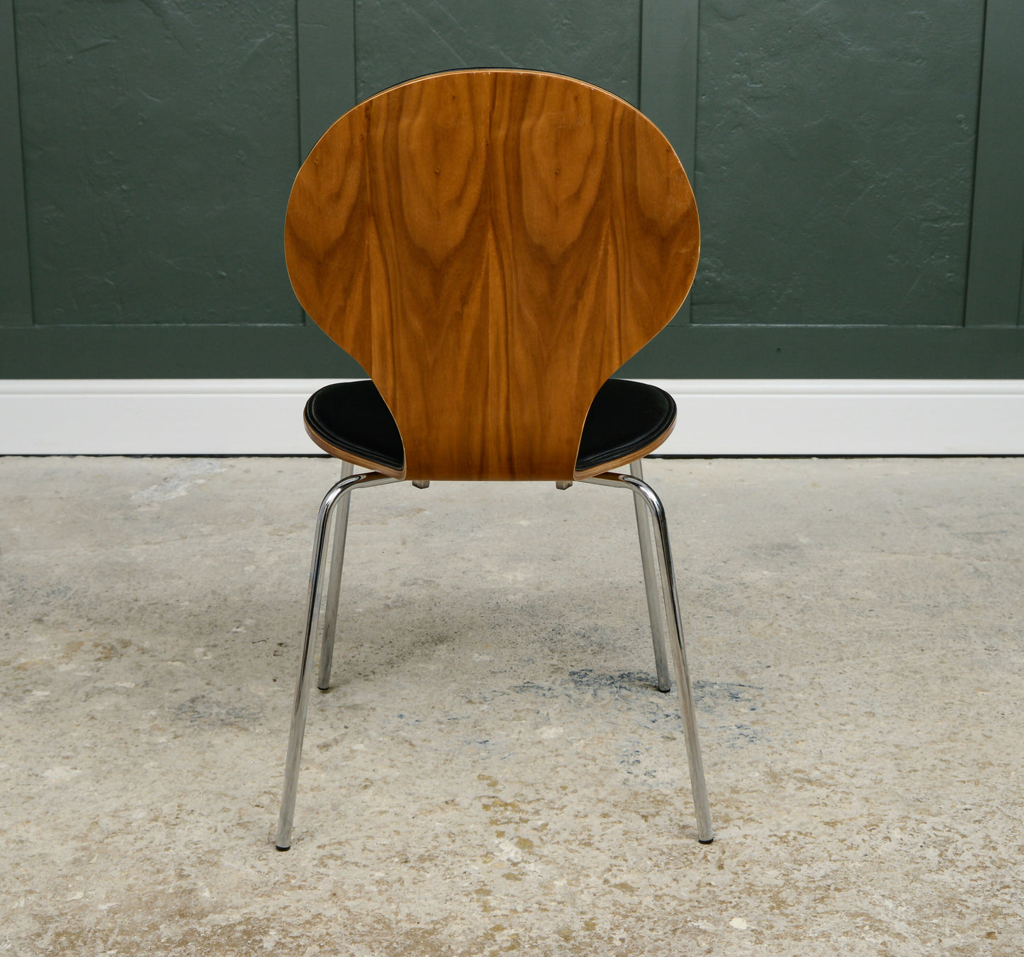 4 Dwell Bentwood Dining Chairs - Black Leatherette Seats - MCM Style