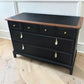 Stag Mid-Century Modern Black Chest of Drawers, Cherry Wood, Gold Leaf Knobs