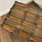 Victorian Oak Bound Travellers Trunk – Steamer Trunk with Original Travel Labels